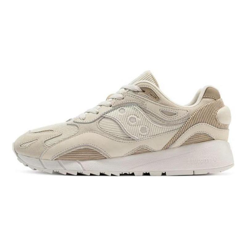 Saucony Dow 6000X unisex low-top retro casual running shoes khaki brown cushioned slip-resistant wear-resistant fabric leather upper S79027-1