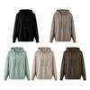 Women Hooded Sweater Adjustable Drawstring Long Sleeve Loose Fit Knitting Top Fall Winter Pullover