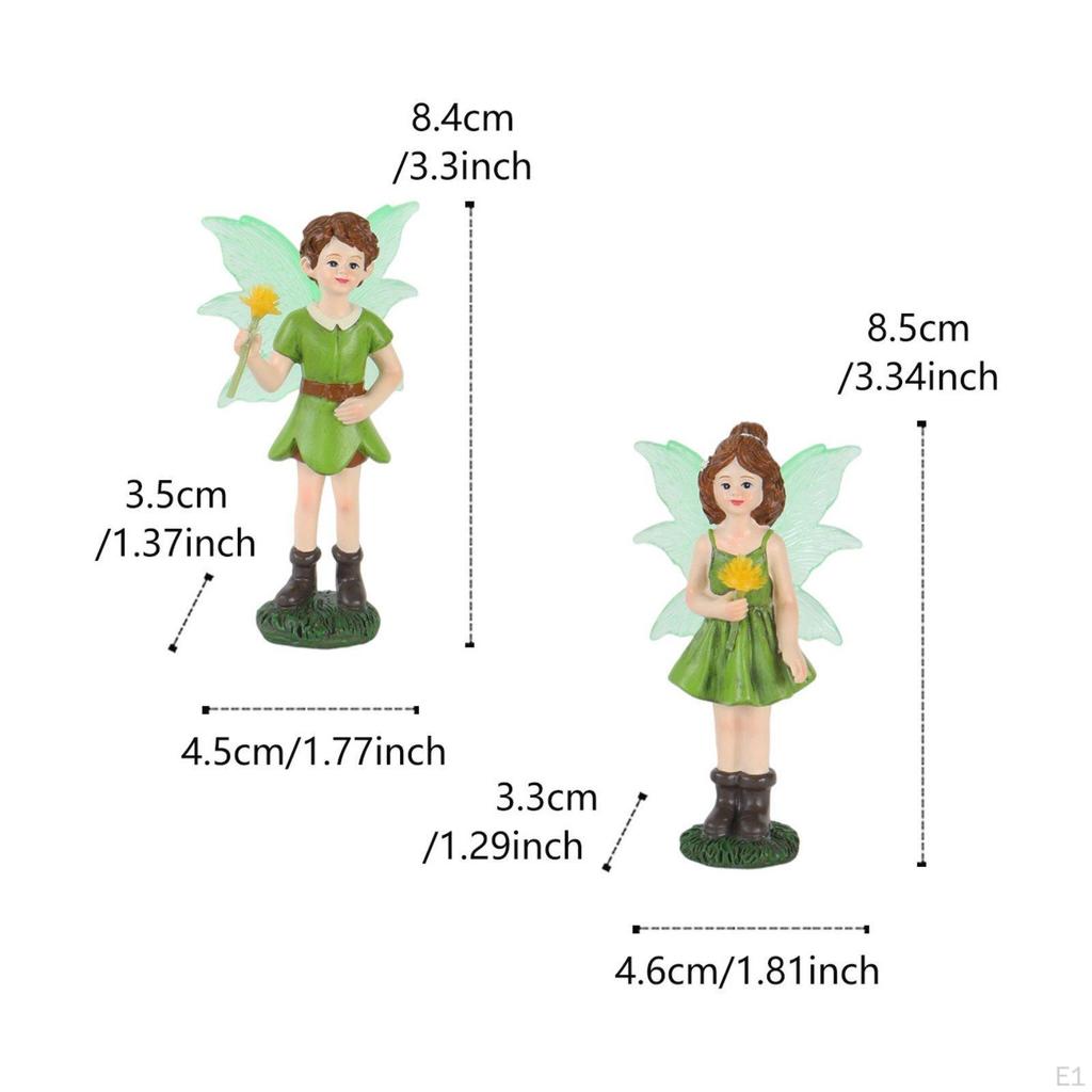 2 Pieces Garden Fairy Pair Fantasy Figurines Miniature for Planter, Patio