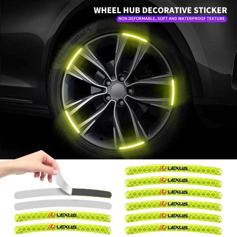 5/10/15/20PC Car Logo Wheel Hub Reflective Sticker For Lexus F SPORT LBX NX RX 350h 450h ES UX 300e GS GX IS LS LX CT LCBW3