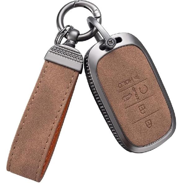 YO&YOYE Compatible With Honda Key Fob Cover With Keychain Leather Key Case Protector For  Honda Accord Civic CRV Pilot Odyssey 11Th Gen Smart Key