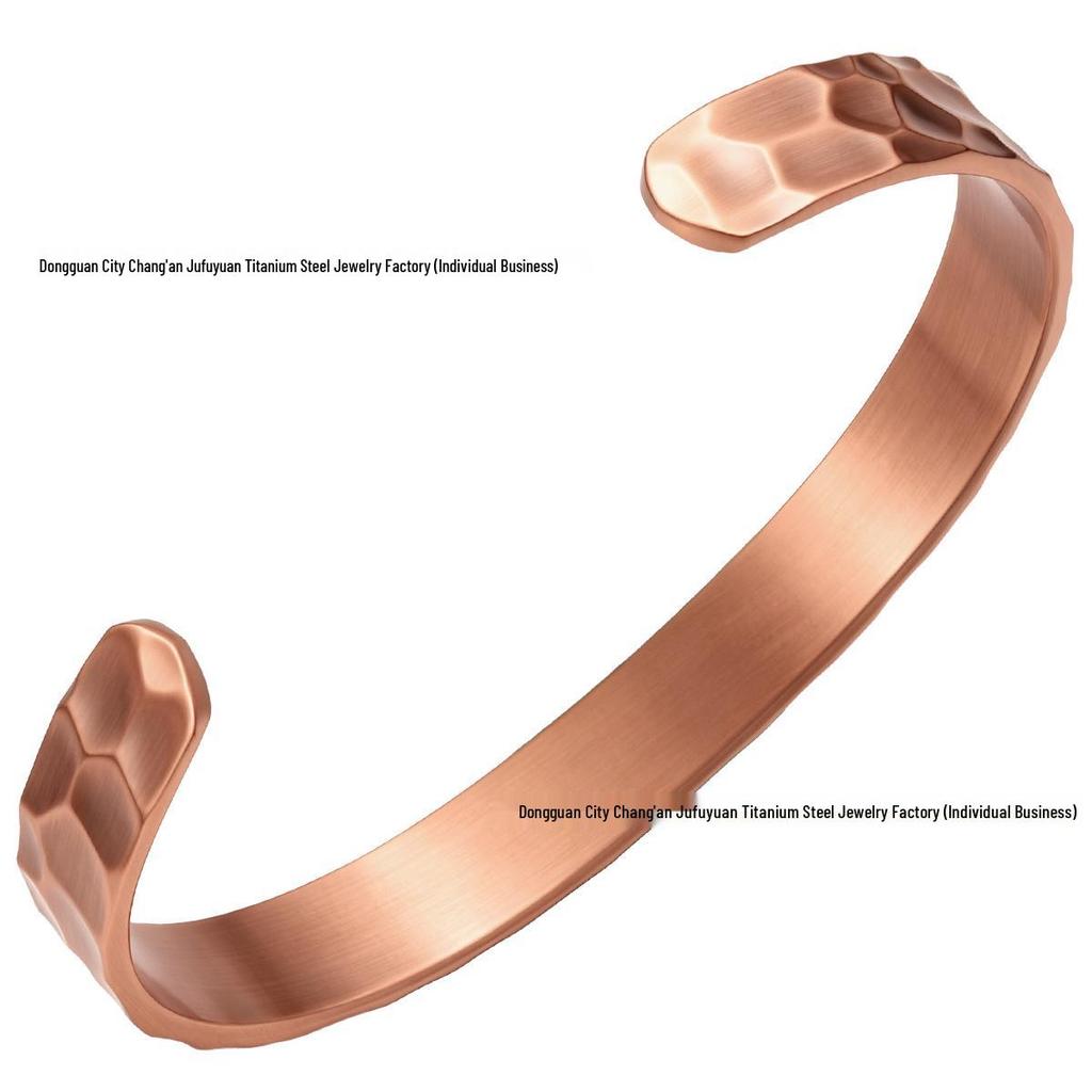 Classic Hammered Red Copper Bracelet, 9.5mm Wide, European & American Style