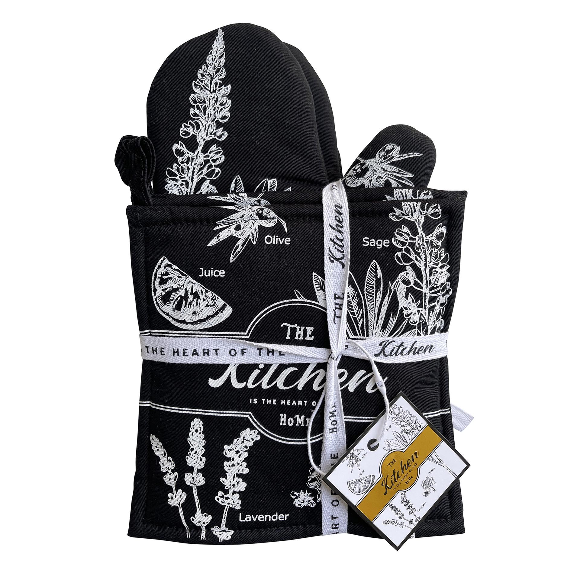 Retro Pastoral Kitchen Set: Oven Mitts & Heat Insulation Pads