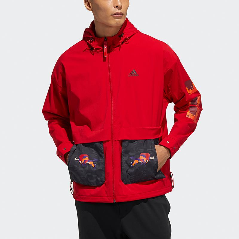 Adidas CNY Series Jacket Casual Sports Hooded Outerwear Men Outerwear Red GP1822