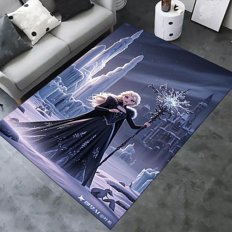 3D Printed Elsa,Frozen,Snowflake Anti-Slip Rug - Machine Washable Office Rug for Living Room, Bedroom, Office - Multiple Sizes