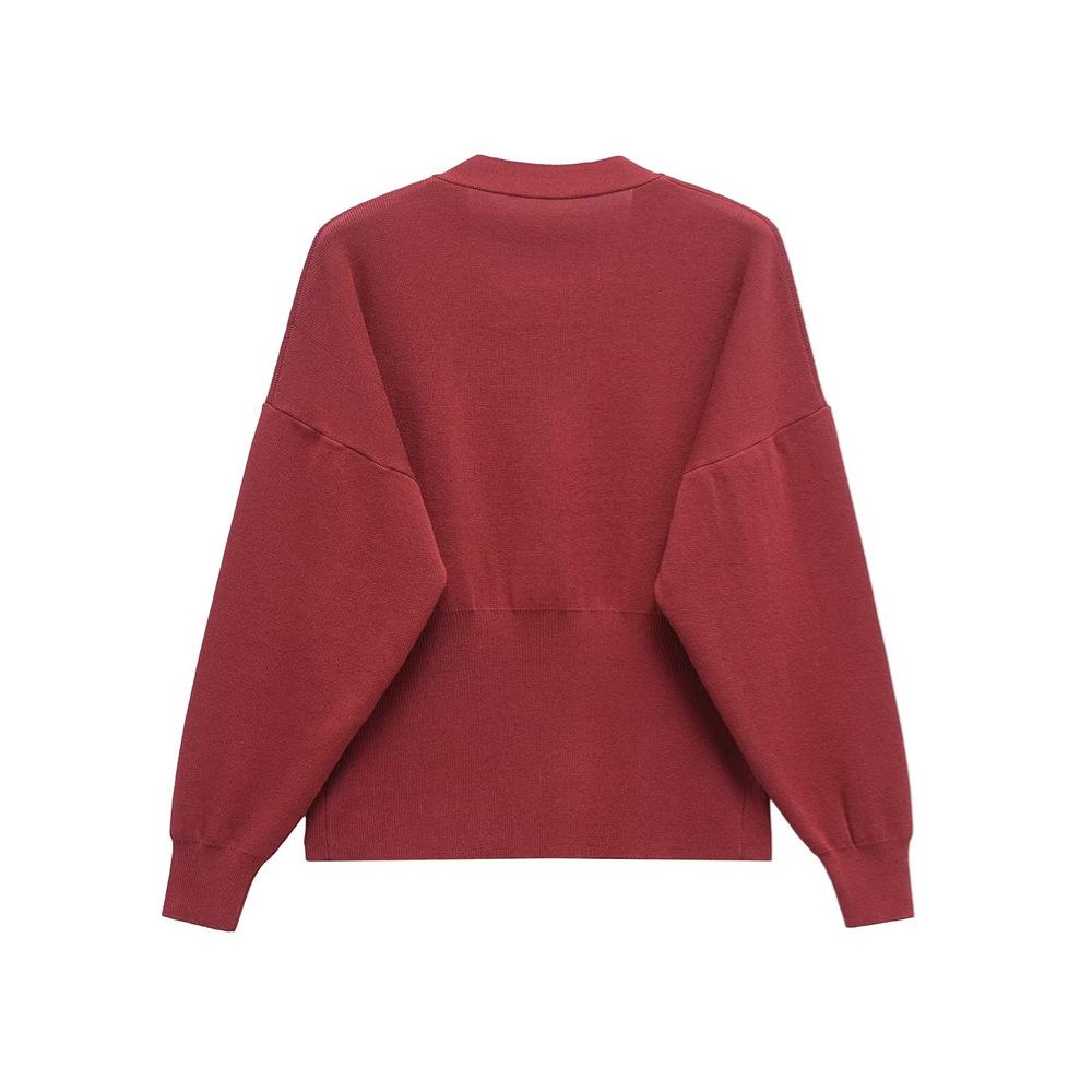 2025 Spring Women's Casual V-Neck Knit Top - Simple, Versatile, Single-Button, Long-Sleeve