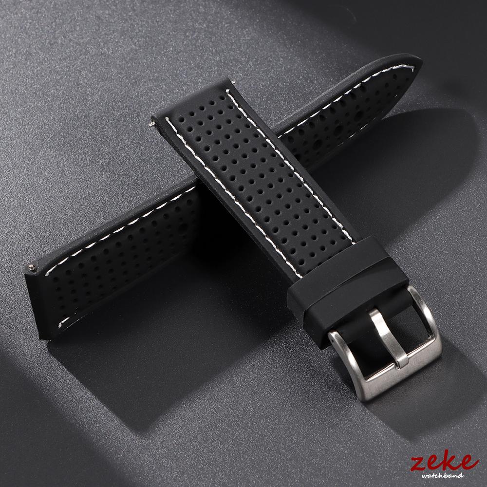 20mm 22mm 24mm Soft Silicone Rubber Watch Strap Men Women Sport Waterproof Breathable Wrist Band Matte Black Buckle Bracelet