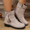 Ladies' Square Heel Round Toe Fashion Boots Autumn Winter New Style Side Zipper a Simple  Comfortable Middle Tube Women's Boots