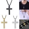 Cross Necklaces For Men,Men's Black/ Titanium Steel Cross Necklaces With Lord's Inscription,Stainless Steel Chain For Men,Religious Pendant Jewelry