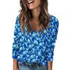 Ladies' Fashionable Casual Long Sleeved Retro Floral Print V-Neck Top Women'S T-Shirts Women Clothes Playeras De Mujeres