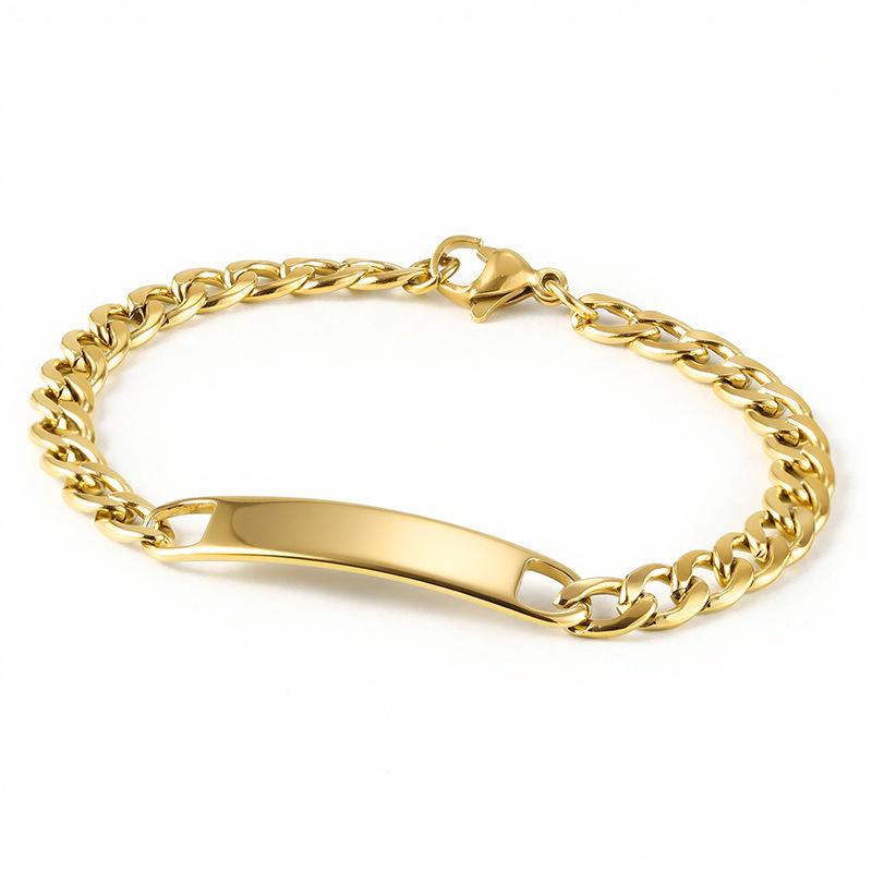 Pulsera Curva de Acero de Titanio Unisex - Grabable Personalizado, Resistente a la Decoloración, Joyería de Eslabones Cubanos