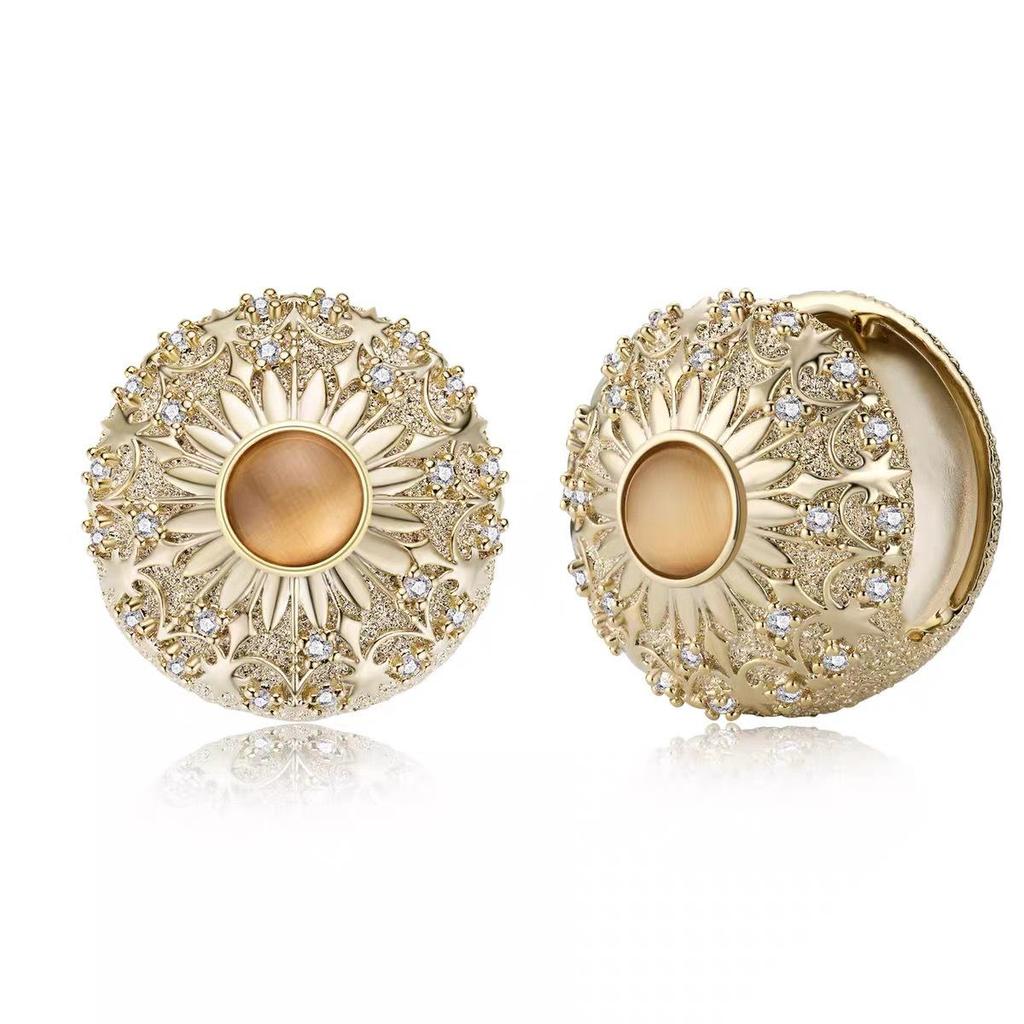 Feather Series Large High-End Temperament Stud Earrings with Full Diamond Design