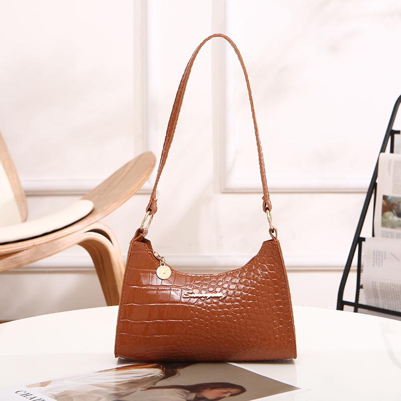 Crocodile Pattern Ladies Handbag with Letter Decoration