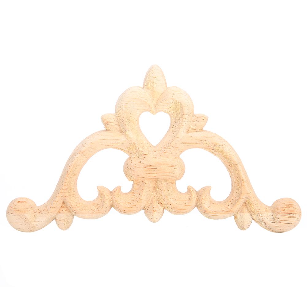 4pcs Wood Carved Corner Onlay Applique Unpainted Cabinet Decal for Home Furniture Decor