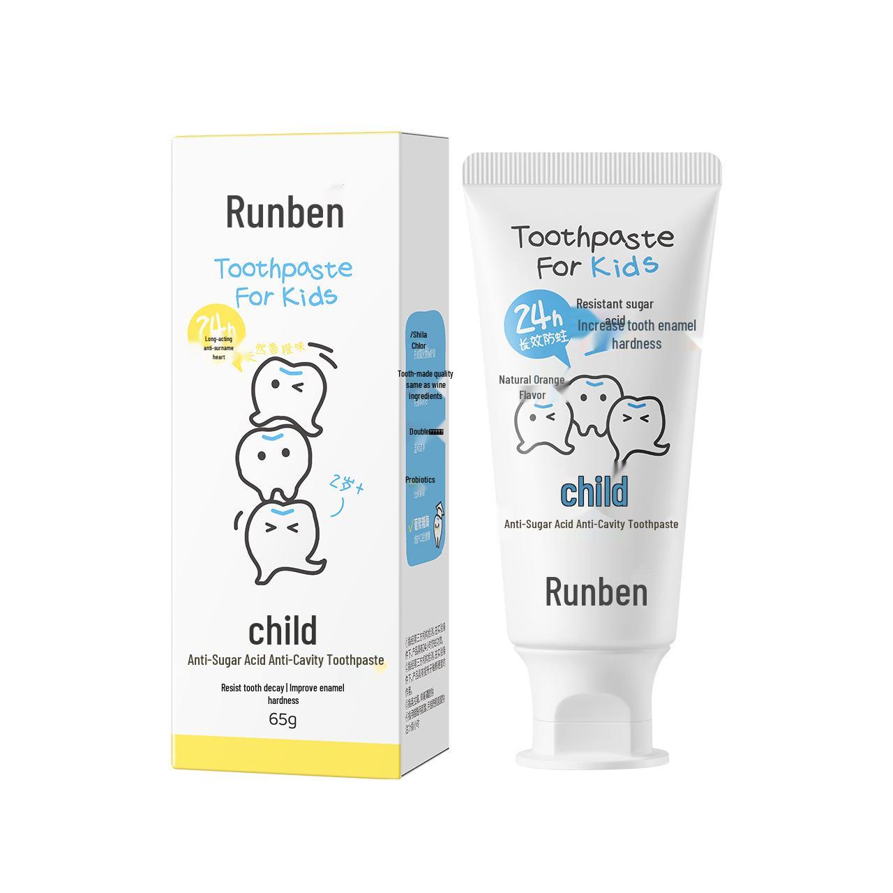 

Runben Olafluor Kids Fluoride Fruit Toothpaste, Anti-Cavity Oral Care for Ages 1-12