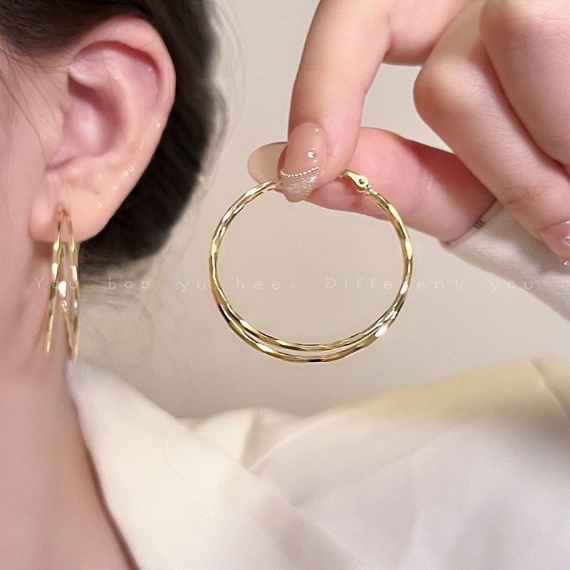Fashion Exaggerated Double Layer Female Fancy Earrings Circle