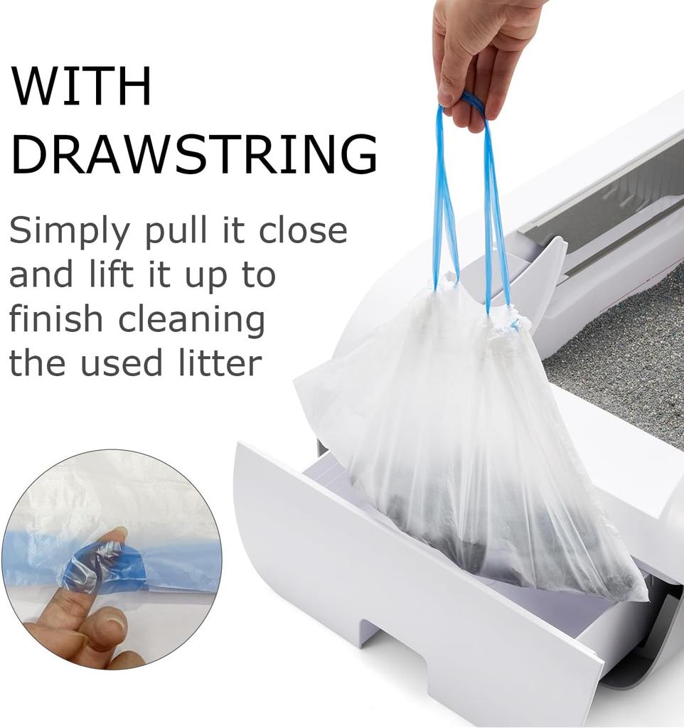60 Pack Cat Litter Box Liner Bags  4 Rolls  Durable Replacement Waste Drawer Liners for Automatic Cat Litter Box  Gray