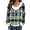 Dammode Plysch V-ringad Pullover Topp Långärmad T-shirt Tryckt Sweatshirt