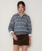 MUSINSA STANDARD WOMAN Women'S Multi-Stripe Collared Knit [Gray]