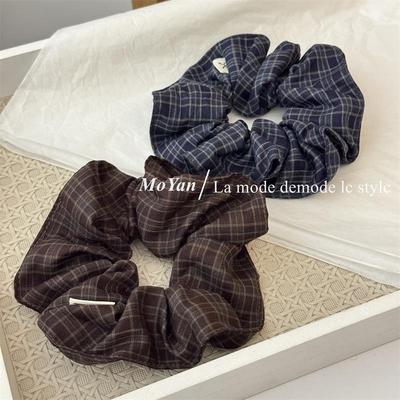 Korean Style High-End Plaid Hair Tie for Women - Versatile Hair Rope for Low Ponytails and Buns