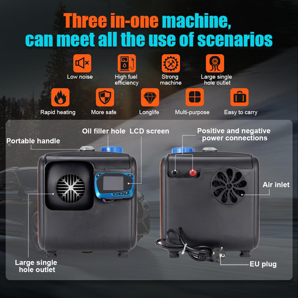 12V/24V/220V Diesel Air Heater All In One Car Heater with Silencer Remote Control for Car Truck Boat RV Parking Diesel Heater