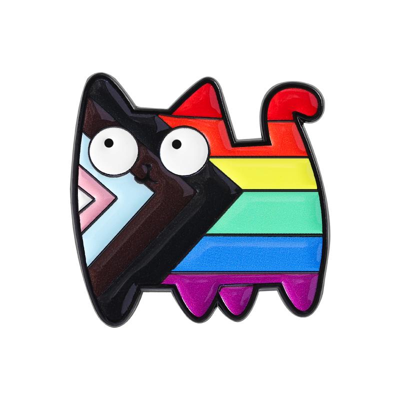 Cute Cat UV Pins Custom No Talk Me I Angy Brooches Lapel Badges Clothes Rainbow Animal Jewelry Gift for Friends