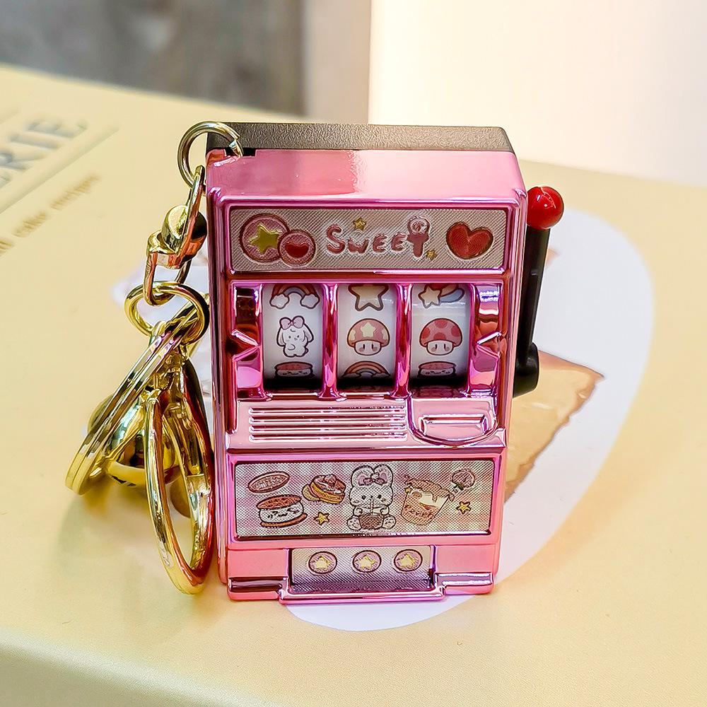 Retro Joystick Fruit Machine Keychain: Playable Spin Wheel Pendant Toy