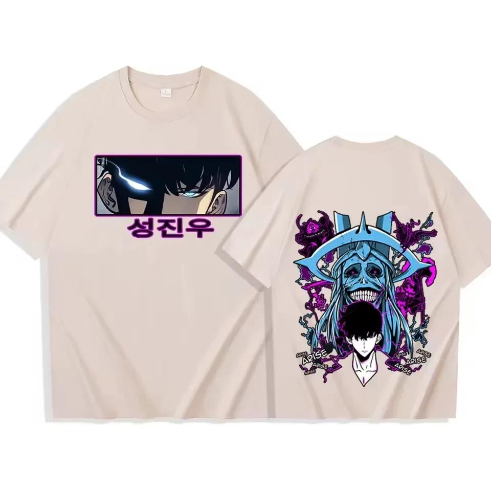 

Anime Solo Leveling Sung Jinwoo T-Shirts women Unisex Harajuku O-Neck Short Sleeve Shirts High Quality T Shirt Graphic Shirts 4XL