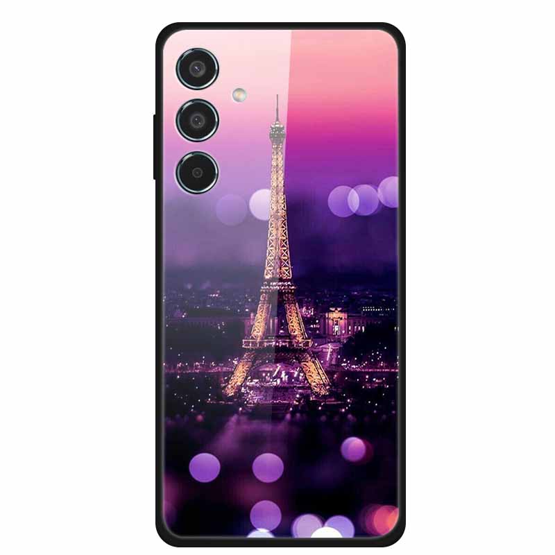 Glass Back Cover For Samsung Galaxy S24 FE Case S24FE Hard Tempered Glass Case For Samsung Galaxy M55 A16 Phone Case Soft Bumper