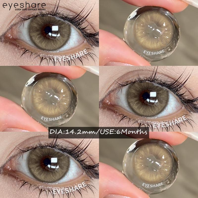 Eyeshare 2pcs NEW Colored Contact Lenses Fashion Blue Eyes Lenses Gray Beauty Pupils Brown Eyes Contacts Green Lens 6 Months Use