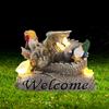 Resin Adorable Baby Dragon Figurines with Solar Light Waterproof Garden Sculpture Cute Dragon Statue for Patio Yard Lawn Porch