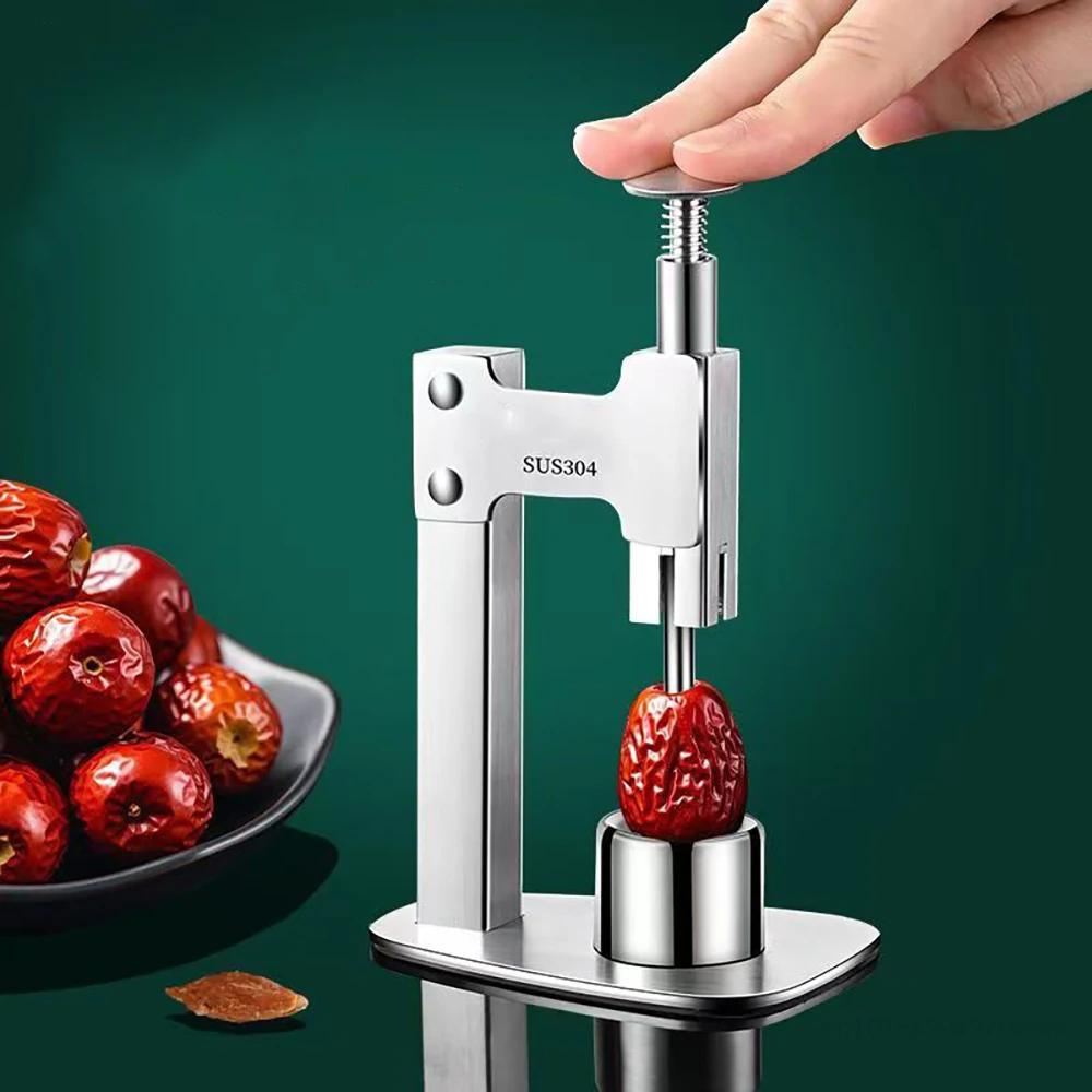 Descaroçador Manual de Aço Inoxidável para Tâmaras Vermelhas, Removedor de Caroços de Jujuba, Cereja, Azeitona, Frutas, Ferramentas para Empurrar Sementes, Acessórios de Cozinha