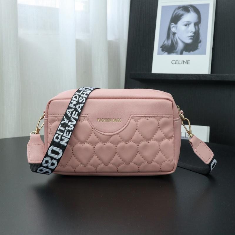 New Personalized Small Square Bag, Fashionable One-shoulder Mobile Phone Bag, Letter Wide Shoulder Strap, and a Messenger Women's Bag.