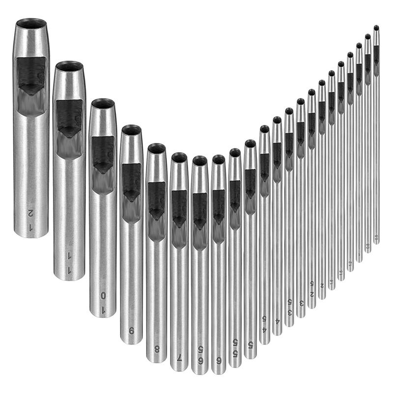 

AEE4-Leather Hole Punch Tool, 22Pcs Leather Hole Punch 0.5-12Mm Circle Hole Punch Metal Hollow Punch Set срібний