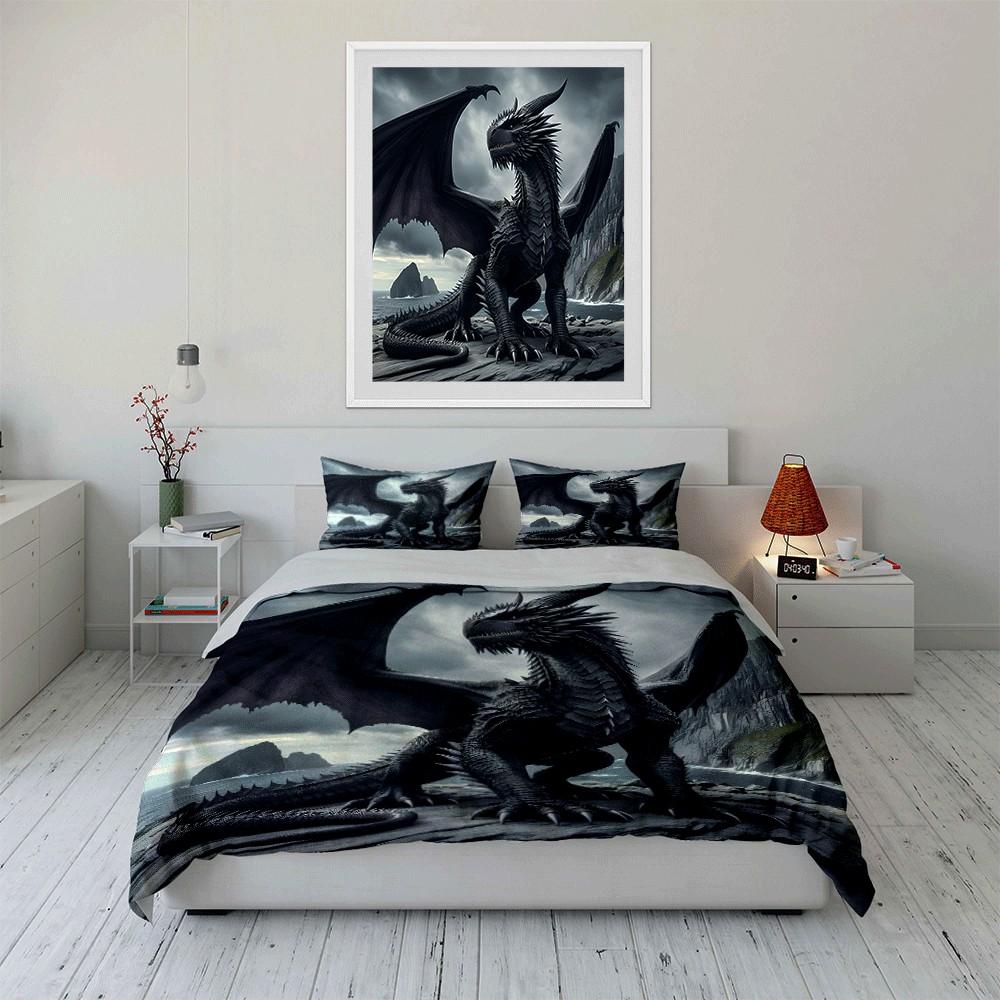Epic Dragon-Themed Adventure Set Exquisite Three-Piece Bedding Set Gift For Kids And Adults
