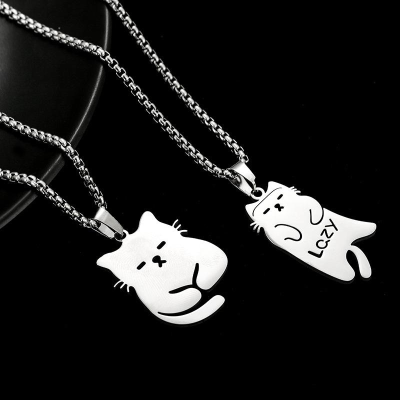Kitty Mi Titanium Steel Necklace Simple and Versatile Hip-Hop Couple Pair of Necklaces Gift Sweater Chain