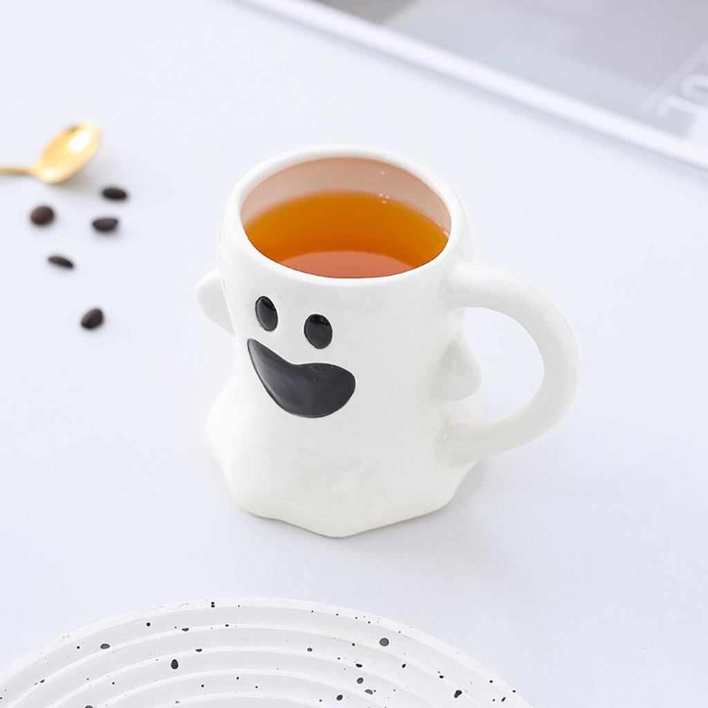 Cute Ghost Pumpkin Halloween Ceramic Mug   Reusable Spooky Coffee Cup with Handle, Halloween Party Gift