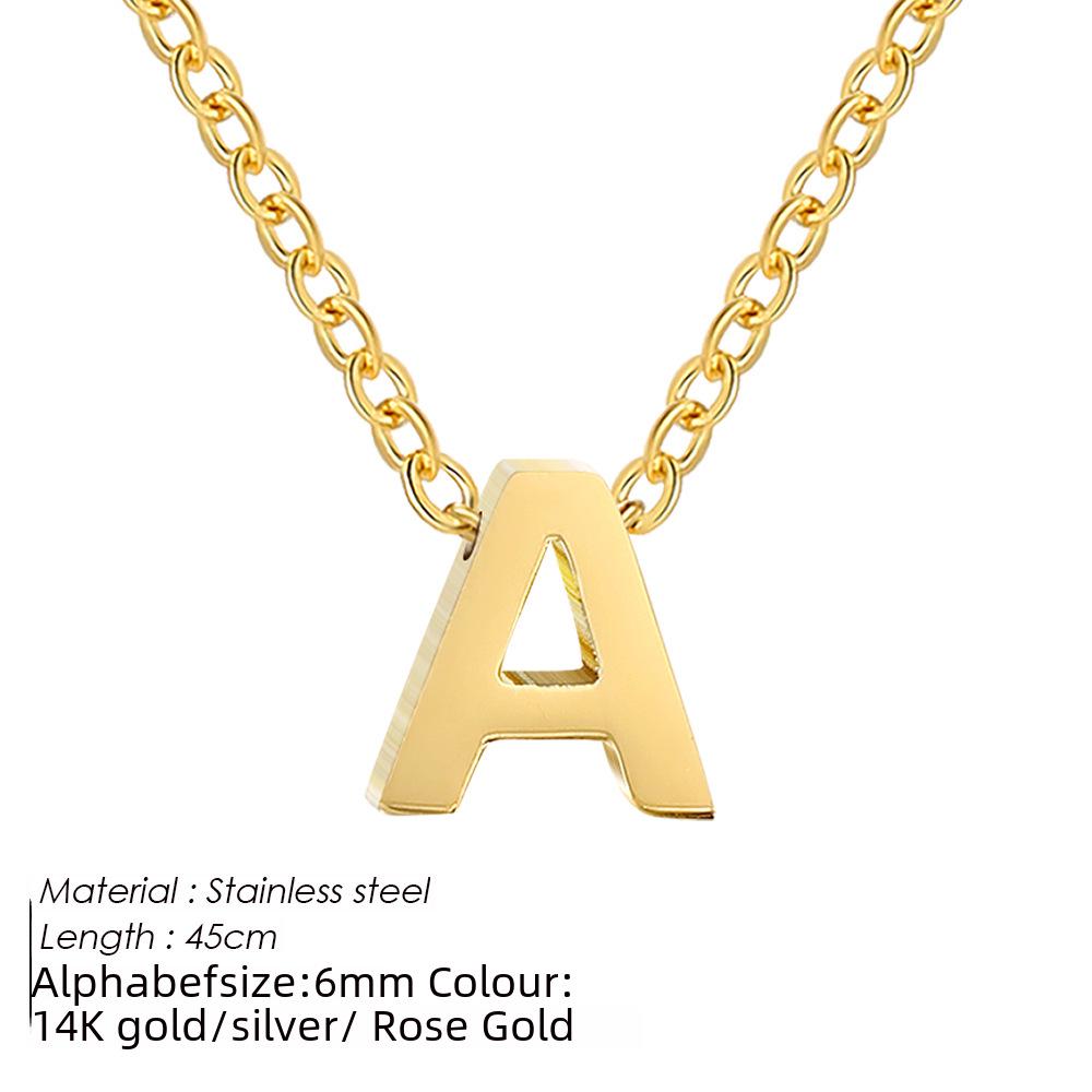 eManco Gold-Plated Stainless Steel Letter Necklace with European & American Pendant