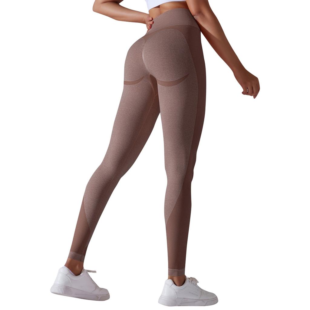 Pantaloni de damă fără cusături, tricotati, cu efect piersică la șolduri, cu talie înaltă, strâmți, pentru yoga, sport de agrement, alergare, fitness, foarte elastici, lungime nouă puncte