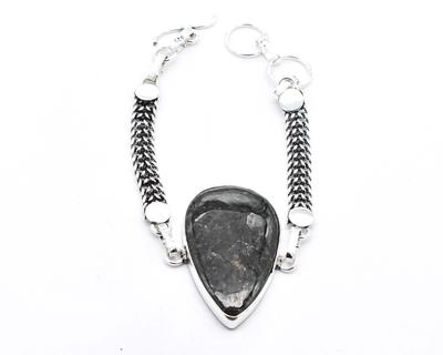 Black Moss Agate Gemstone Handmade Bracelet Jewelry 15 Gms BR 297