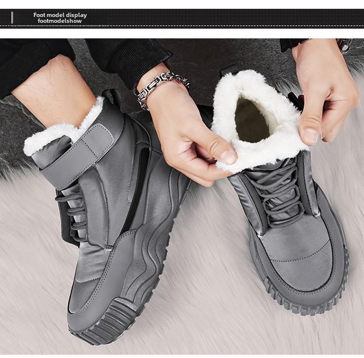 Men's Northeast Waterproof Leather Snow Boots with Fur Lining - Warm, Non-slip, Winter Cotton Shoes