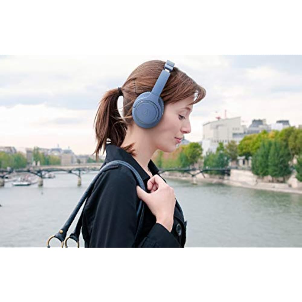 Audio-Technica ATH-SR30BT BL Headphones, Bluetooth Wireless Headphones with Microphone, Up to 70 ...