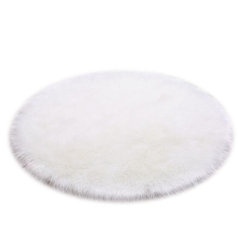 Modern Round Plush Faux Wool Carpet for Computer Chair, Hanging Chair, Bedroom, and Photography