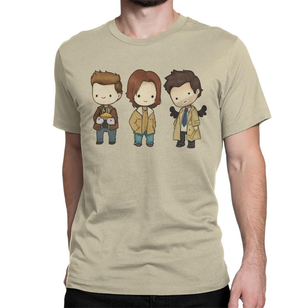 Men's Sam Dean Castiel Supernatural Chibi T Shirt TV Shows 100% Cotton Clothes Round Neck Tee Shirt New Arrival T-Shirt