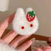 2Pcs Girl Hair Tie Cartoon Rabbit Decor Soft Plush Hair Rope High Elasticity Non-Damaging Fuzzy Hair Band Winter Hair Accessories