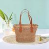 Bolsa de Palha Trançada Casual Boho com Alça de Mão Satchel Carteira Feita à Mão Bolsas de Ombro Bolsa Feminina Meninas