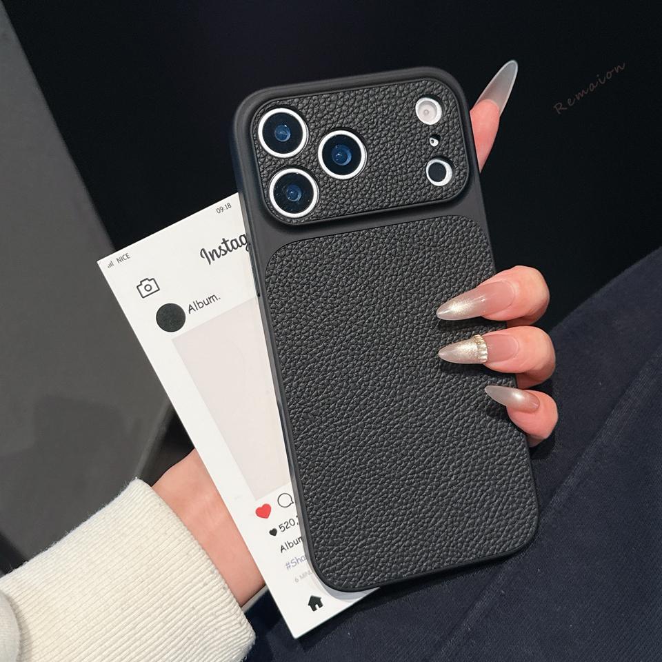 Lychee Retro Leather Phone Case For iPhone 11 12 13 14 15 16 17 Pro Max Air 15 16 14 Plus  Shockproof Hard Protector Cover