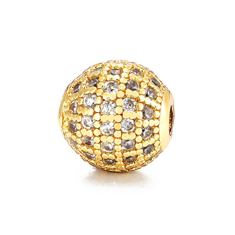Copper Micro-set Diamond Ball Jewelry Accessories 10mm Round Spacer Beads for DIY Beading