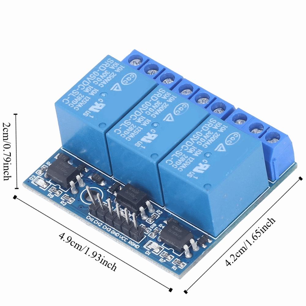 3 Channel 3 Channel Relay Module DC 5V 3.3V Compatible High Low Level Trigger High Voltage Relay Module