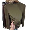 Herbst Winter Neue Modische Stilvolle Deutscher Samt Stehkragen Innen Weiß Basis Hemd Damen Slim Fit Langarm T-Shirt Top